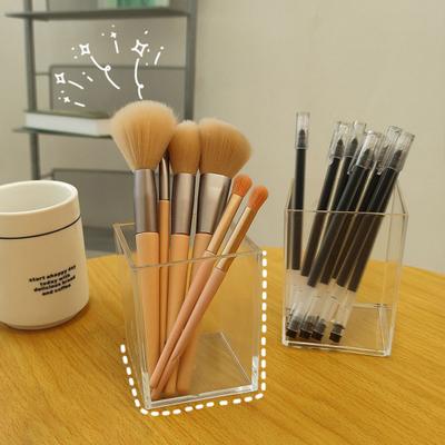 Storage Box Large Capacity High Transparency Square Shape Acrylic Transparent Makeup Brush Holder for Home