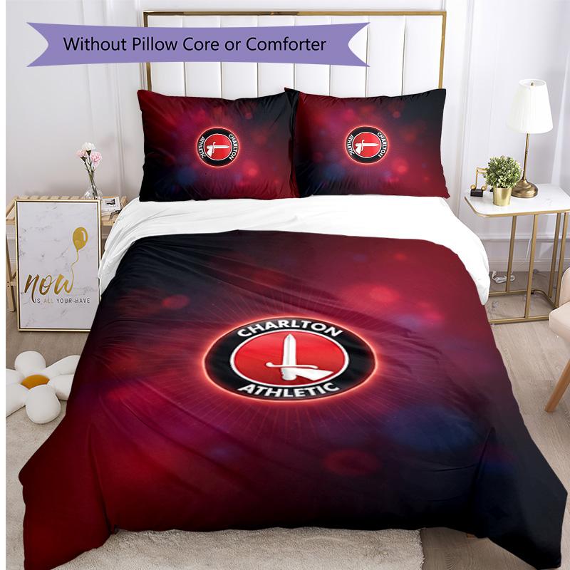 Charlton Athletic FC Set Biancheria da Letto Stampato 3 Pezzi Copripiumino Traspirante con Federe Biancheria da Letto Decorativa per Camera da Letto Casa