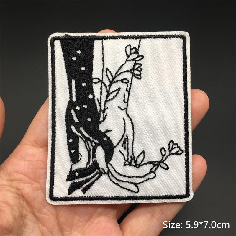 Rock Punk Patches On Clothes Clothing Thermoadhesive Patches Iron On Embroidered Patches Ghost Zipper Black And White Sewing