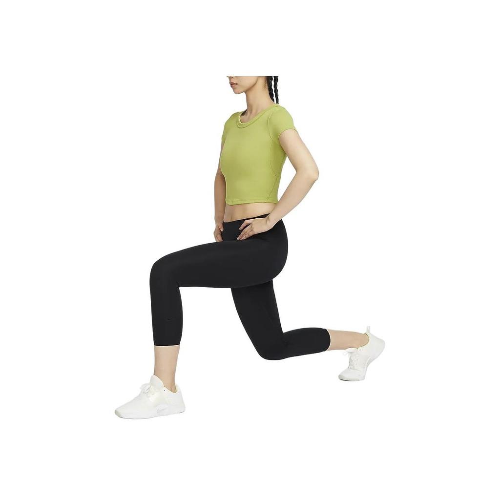 Nike One Fitted Dri-FIT Solid Color Crew Neck Slim Fit Casual Quick-Dry Crop Top Short Sleeve T-Shirt Women Tops Pear-Green FN2805-377