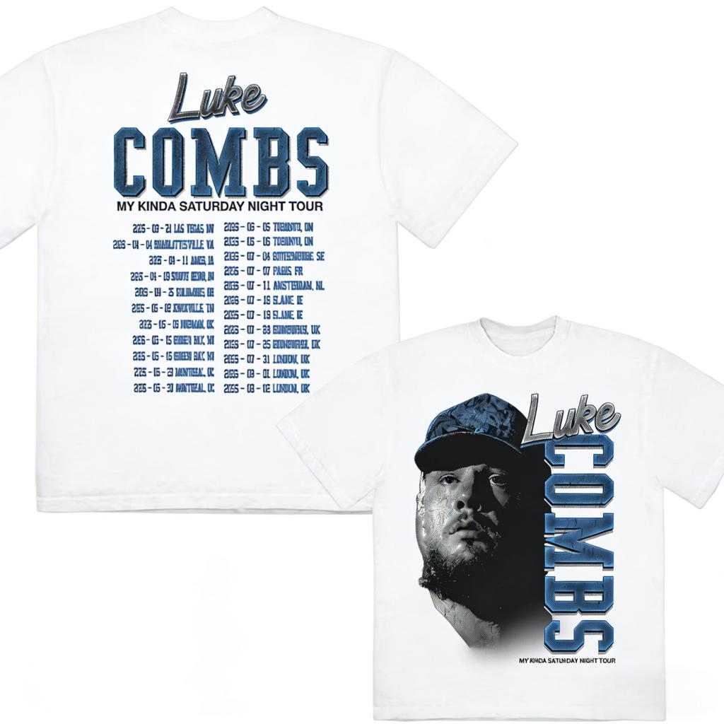 Moje typická sobotní noc 2026 Luke Combs TOUR Unisex Tričko 100% Bavlna Unisex Kulatý Výstřih Krátký Rukáv Nadměrná Velikost Y2k Populární