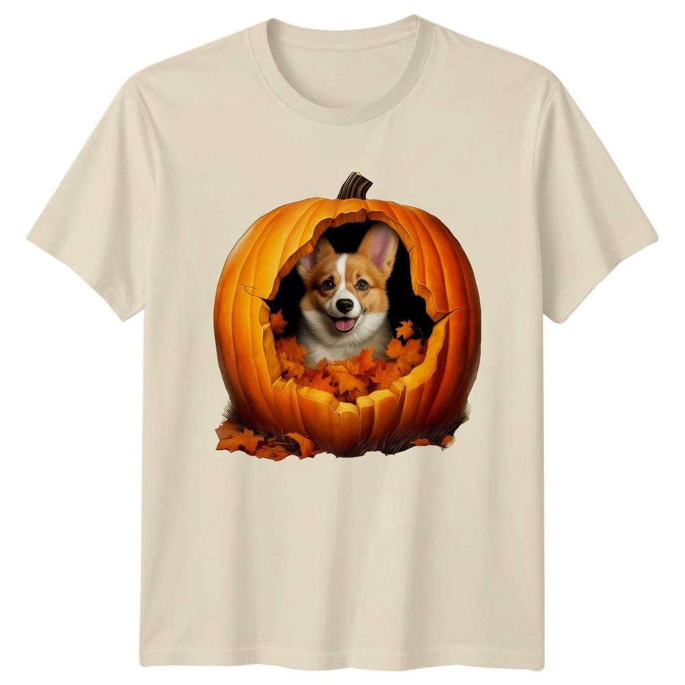 Corgi Dog In Pumpkin Leaves TShirt Corgi Dogs Halloween Gift For Him And Her