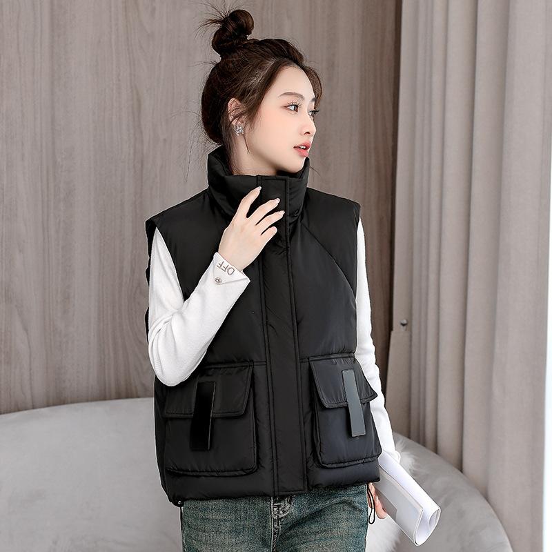 Cotton Waistcoat Women's Short Section Plus Size Autumn and Winter Loose Stand-up Collar Vest