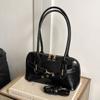 Korean Style Retro Shoulder Bag Solid Color Bowling Bag Fashionable Underarm Bag  Travel