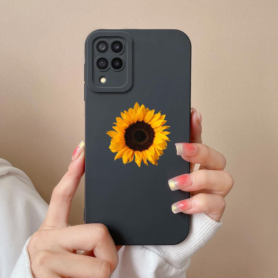 Für Samsung M22 M32 Hülle Bemalte Blumen Upgrade Flüssigsilikon Linsenschutz Handy Rückseite Für Galaxy M 32 M 22 Fundas
