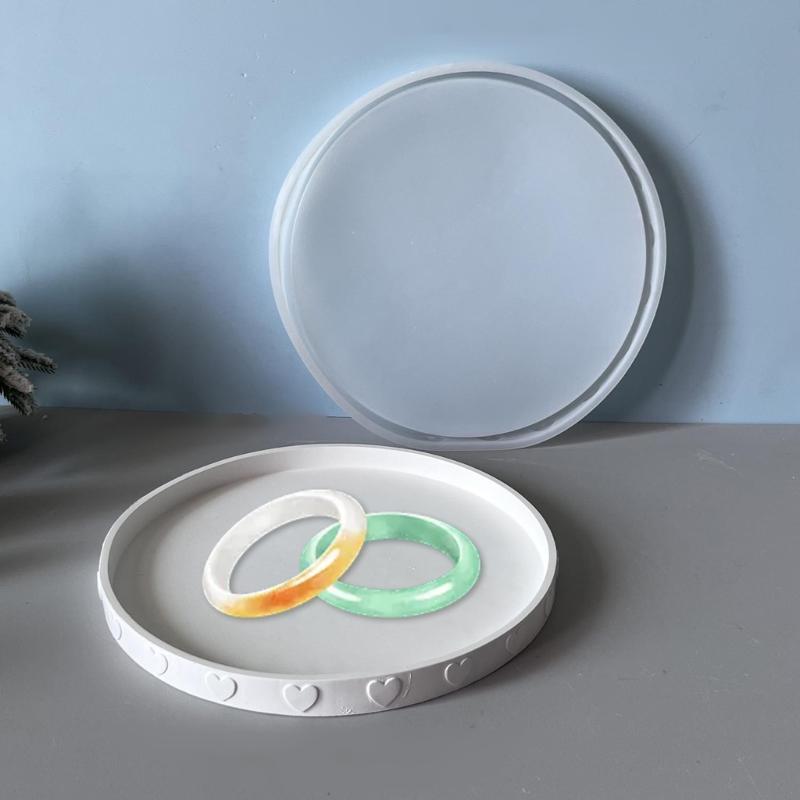 Resin Tray Mold Jewelry Tray Mold Silicone Coasters Mold Round Epoxy Mold for Casting Dish Storage Home Decors Art Craft