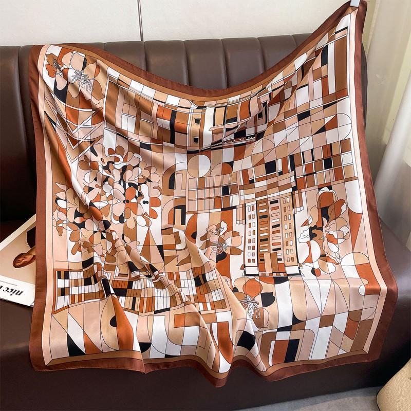Lightweight 90x90cm Square Scarf Women Navy Style Sun Protection Silk-Like Feel Wear Chic Versatile Accessory