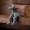 Spooky Aesthetic Office Ornaments 3D Printed Sitting Skeleton Shelf Sitter Figurine, Gothic Hat Desktop Figurines Ornament, Trendy Home Table