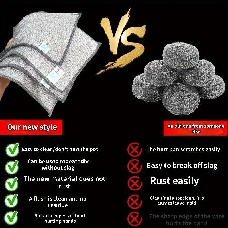 Kitchen Cleaning Cloth Tools Dish Cloths Rust Removal Magic Cleaning Cloth Metal Steel Wire Cleaning Rag Multipurpose Dish Wash Cleaning Supplies