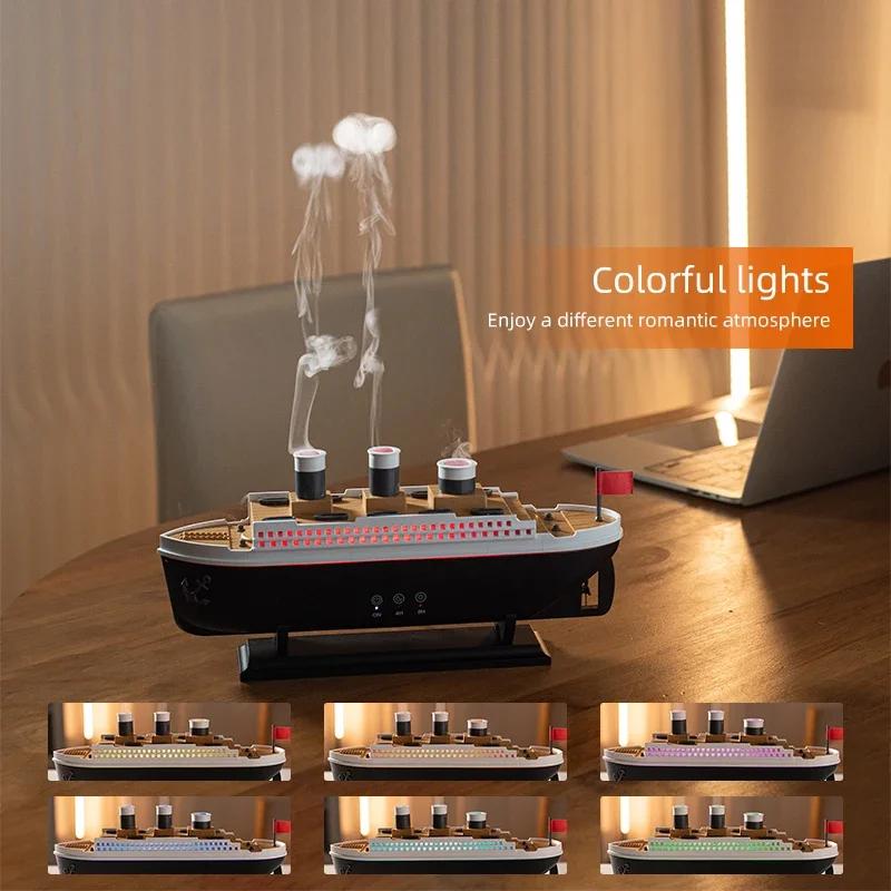 Electric Aroma Air Humidifier Luxury Ocean Liner Cruise Ship Model Aromatherapy Essential Oil Diffuser for Home Decoration