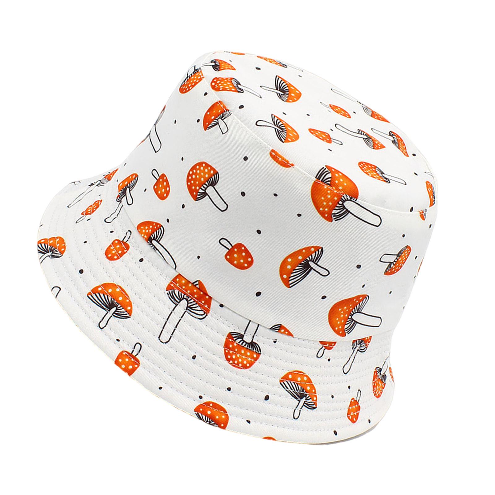 

Унисекс Двусторонняя Панама Шляпа Рыбака для Повседневной Носки Дышащая Защита от Солнца для Подростков Принт Грибов белый