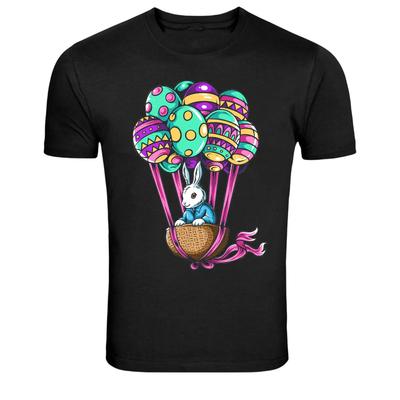Easter Bunny Balloon Basket Graphic T Shirt Cute Spring Tee