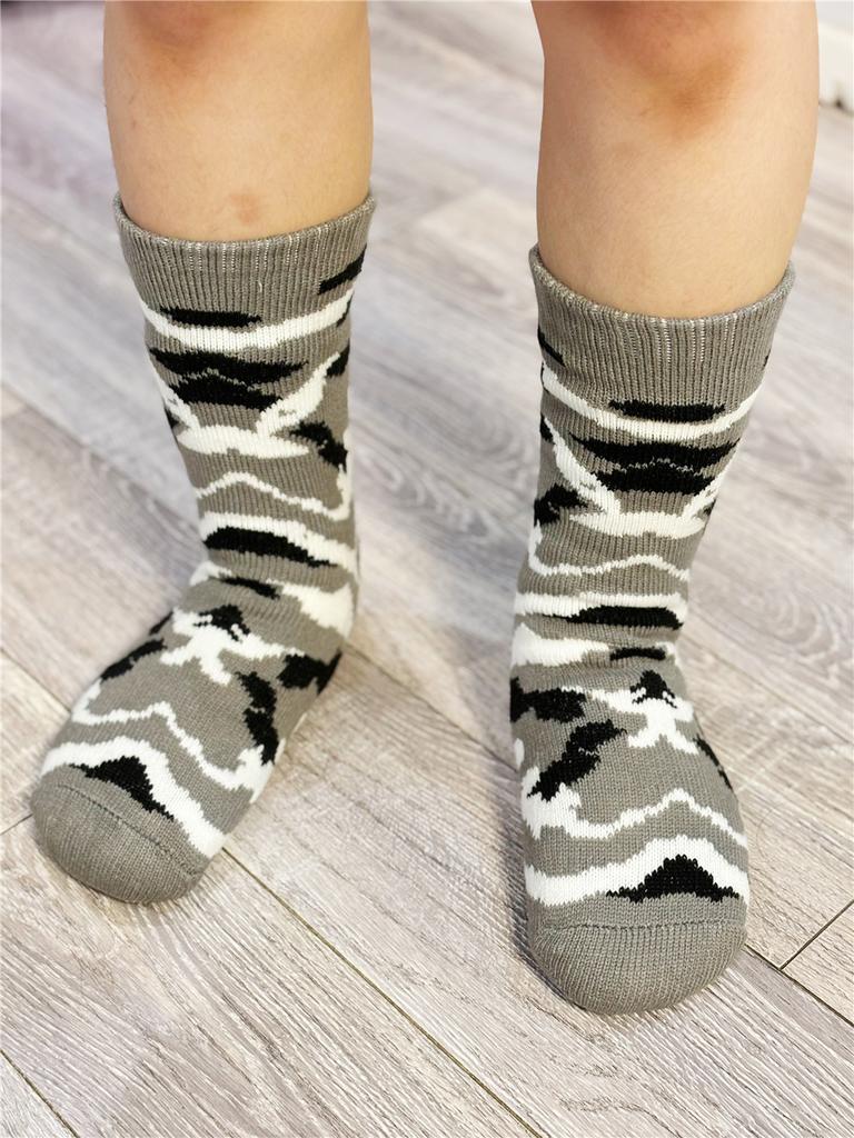 Winter Socks Mens Plush Thermal Leopard Warm Short Plus Velvet Non Slip Fluffy Floor Fuzzy Sock Male Camouflage Gift Christmas