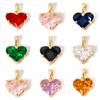 1 Piece Sweet Copper Valentine's Day Charms Gold Color Heart Cubic Zirconia Pendants For DIY Necklace Jewelry Making 20mm X 14mm