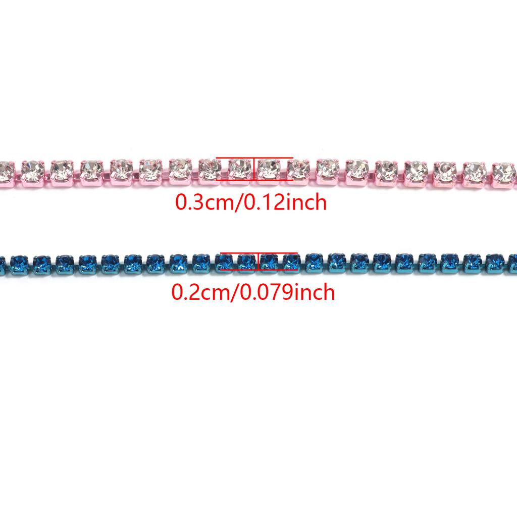 10yards 2mm 3mm Colored Rhinestone Chains Dense Fancy Chain For Garment Sewing Glass Rhinestone Cup Chain DIY Headwear Home Deco