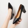 2021 autumn new Korean version work simple fashion high heels pointed thick heel shallow mouth single shoes women 2025