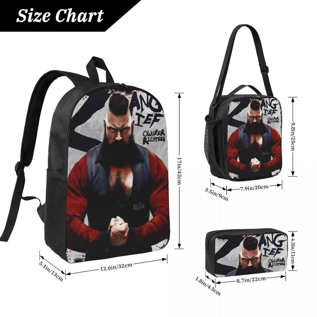 3Pcs Streets Fighters Movie 2026 Backpack Set for Boy Girl Pencil Boxes Bookbag Sets with Lunch Box For School Students Daypack