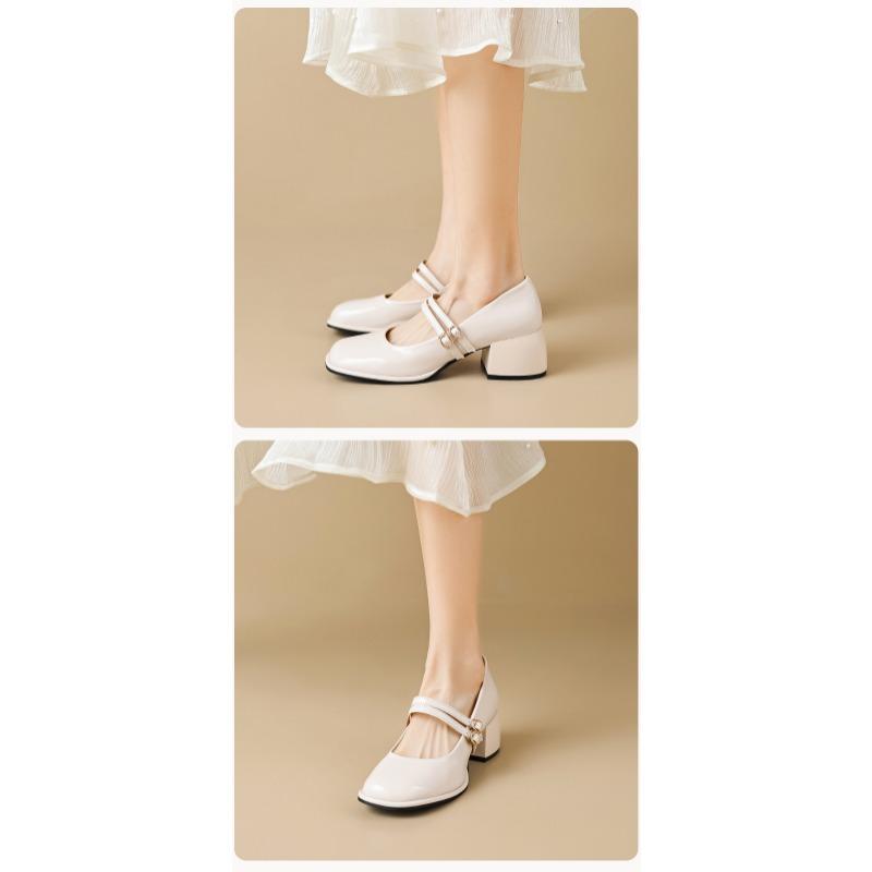 French Shoes Women Chunky Heel Small Leather Shoes Retro Devotion