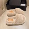 Mao Mao slippers women wear in autumn and winter Internet celebrities popular fashion thick bottom heightening home plush cotton slippers ins tide