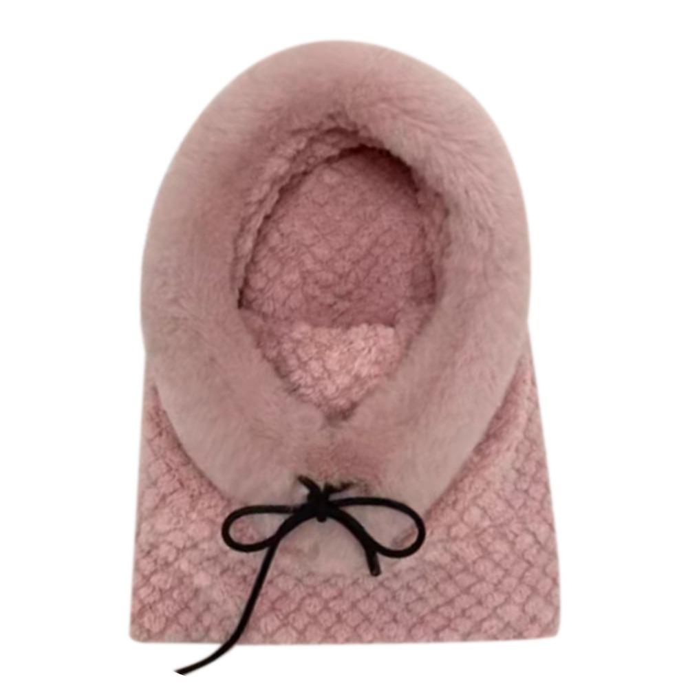 Thickened Beanies Cap Plush Ear Protection Hat Fashion Integrated Scarf Hat Set  Outdoor