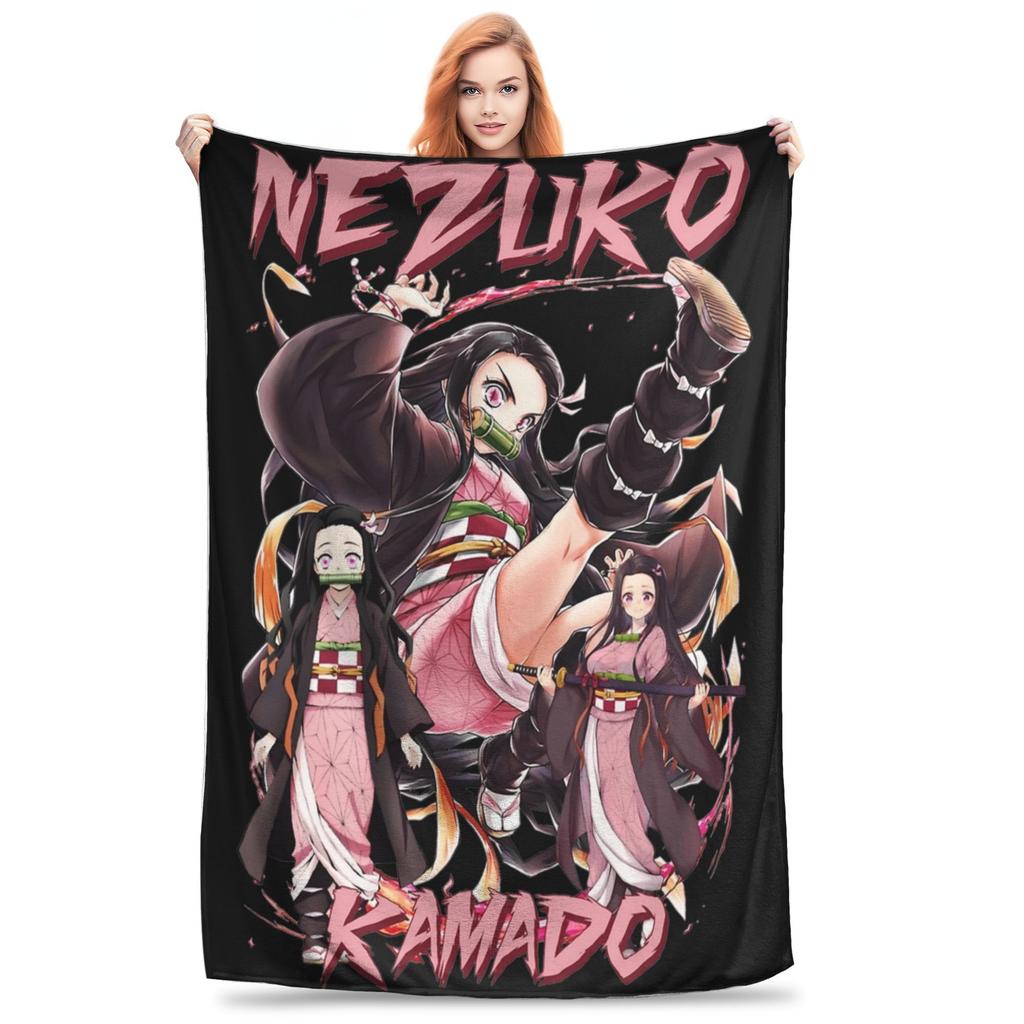 Super Soft Slayers Kimetsu Yaiba Manga Throw Blanket Premium Fleece Lightweight Bed Blanket Cozy Plush Blankets All Season Use