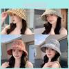 Korean Style Checkered Fisherman Hat With Sunshade For Casual Outdoor Use Women