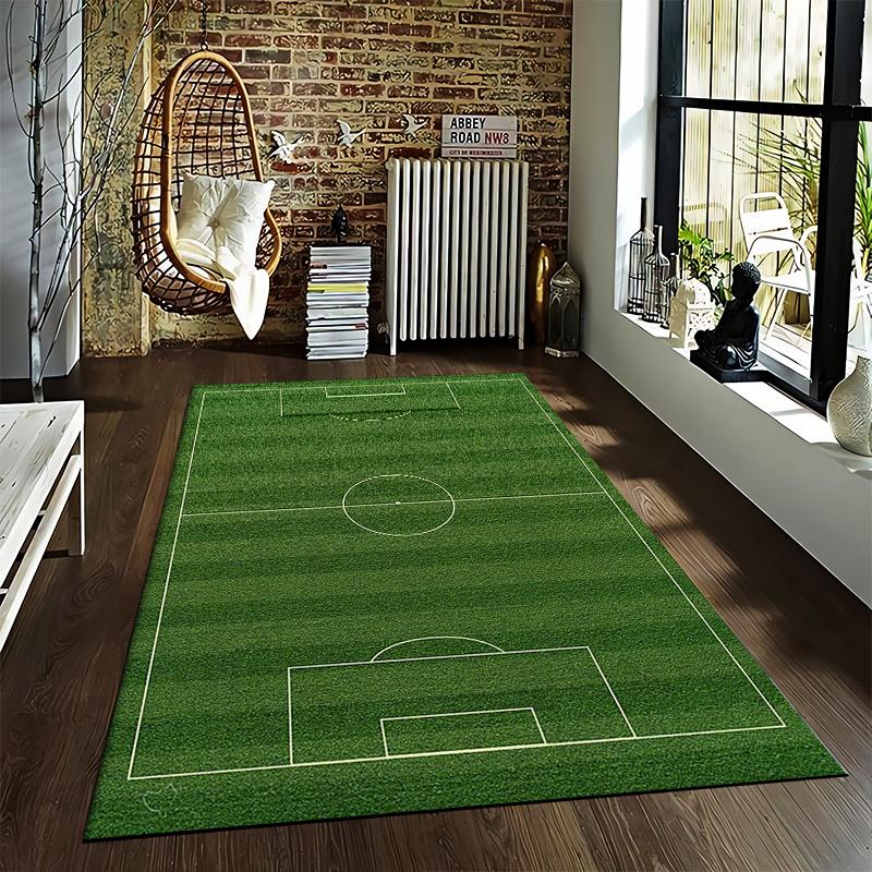 Soccer Field Design Carpet for Living Room or Bedroom Decor Green Rug Suitable for use as an anti-slip for living room bedroom sofas