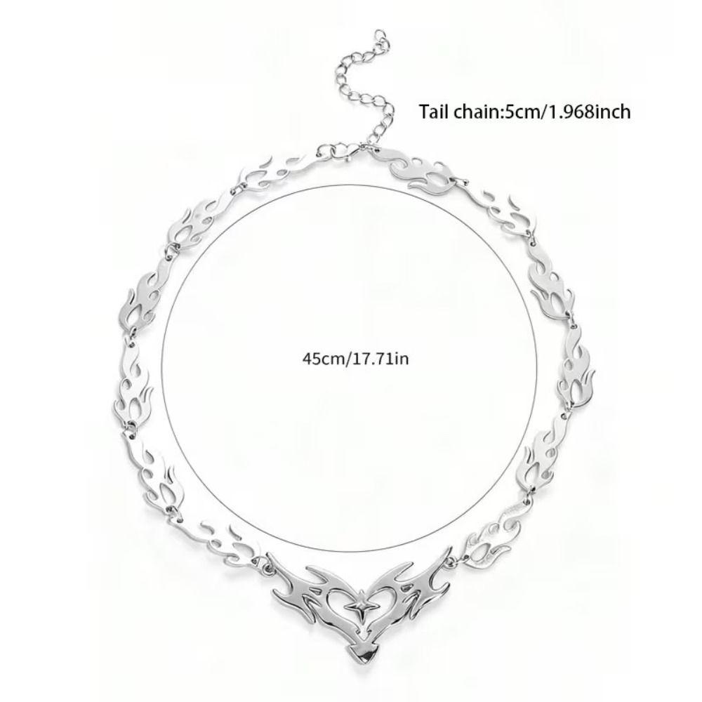 Sweet and Cool Y2k Thorns Necklace Barbed Wire Gothic Necklace Flame Heart Choker  Jewelry Gift