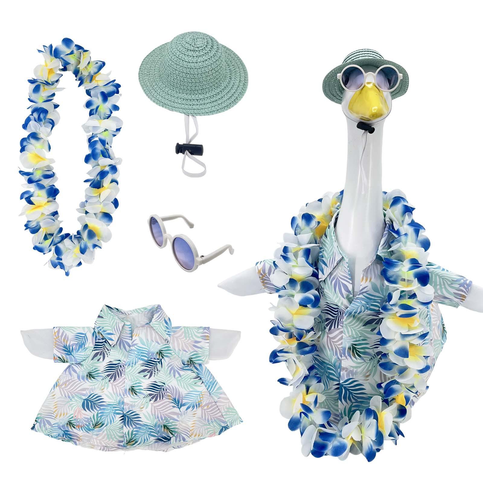 

Porch Goose Outfit Set 23 Inch Large Goose Holiday Decoration Set 4 Pieces Includes Shirt Hat Sunglasses and Lei One Size