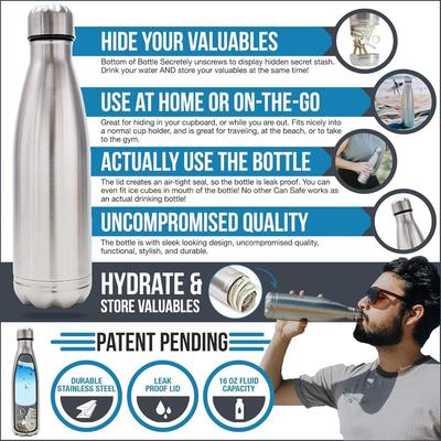 750ml Secret Hidden Water Bottle Can Hidden Secret Stash Spot Storage Compartment Stainless Steel Private Money Box