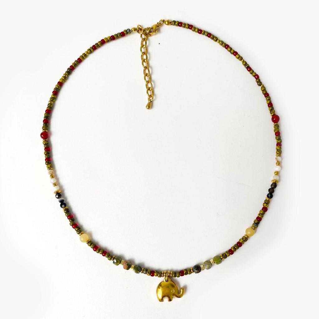 Maillard-Achat Baby-Elefant Halskette: Titanstahl Schlüsselbein Choker für Damen