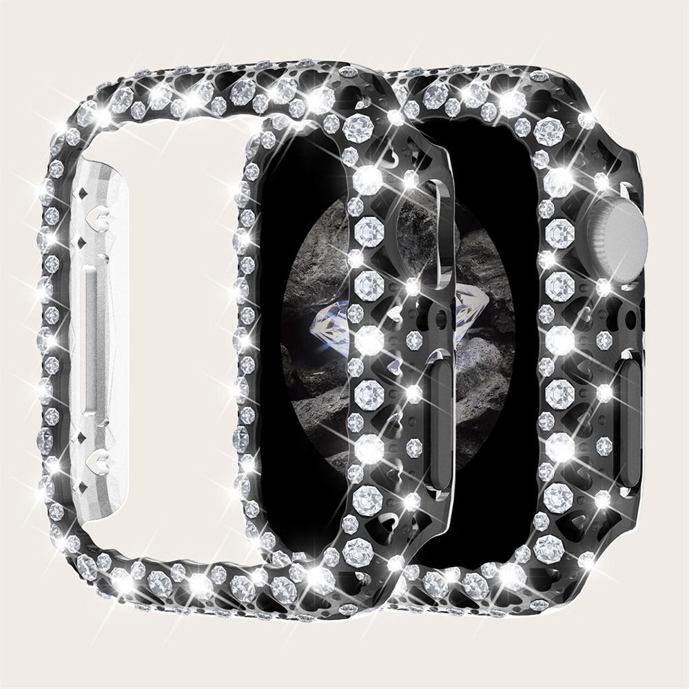 Bling Crystal Bumper Cover for Apple Watch Case 41mm 45mm Diamond PC Protective Hard PC Frame for IWatch Series 8 7 41mm 45 Mm