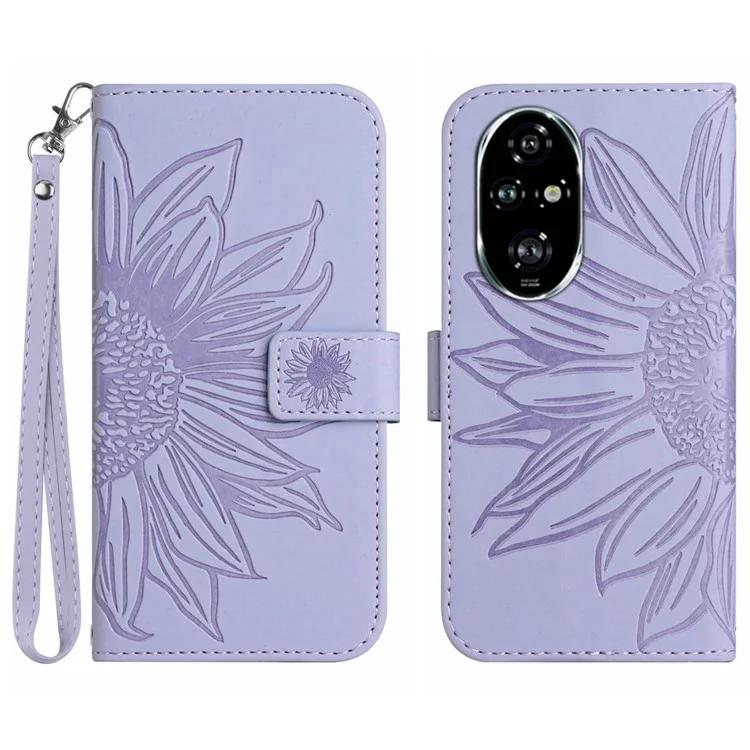 HT04 For Honor 200 5G Case Sunflower Leather Wallet Protective Phone Cover with Wrist Strap