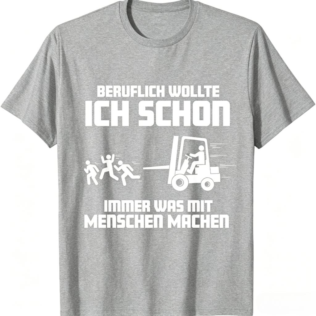 Summer Unisexs Forklift Operator Round Neck TShirt With Gerunisex Text Forklift Print Black Casual Street Cotton Short Sleeved Shirt