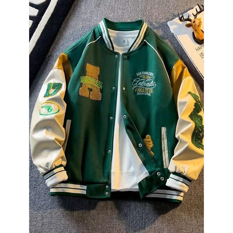 Men's 2023 Trendy Baseball Jacket: Spring/Autumn Style with Towel Embroidery – Versatile for Couples