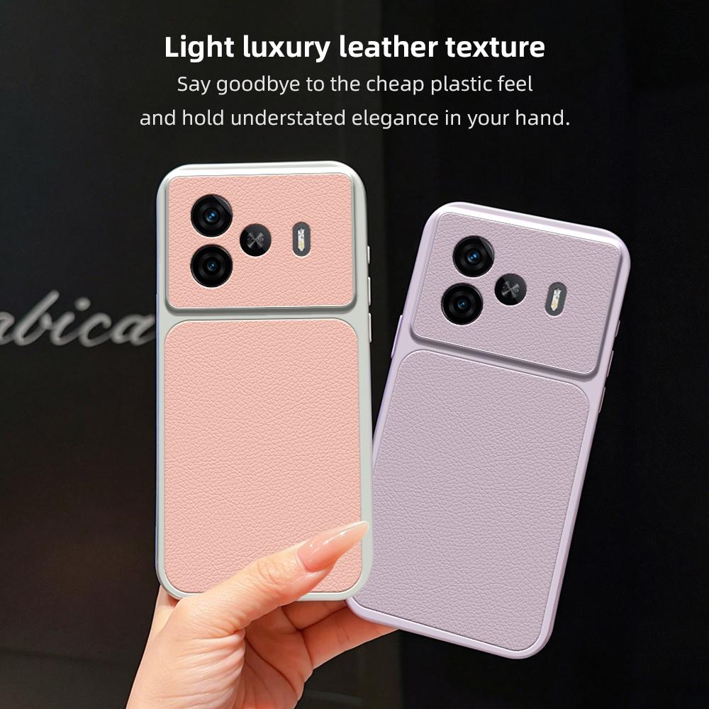 For Vivo iQOO Z9 Case iQOO Z9 Turbo Cover Leather Case Luxury LensProtection Case Protect Matte leather Back Cover