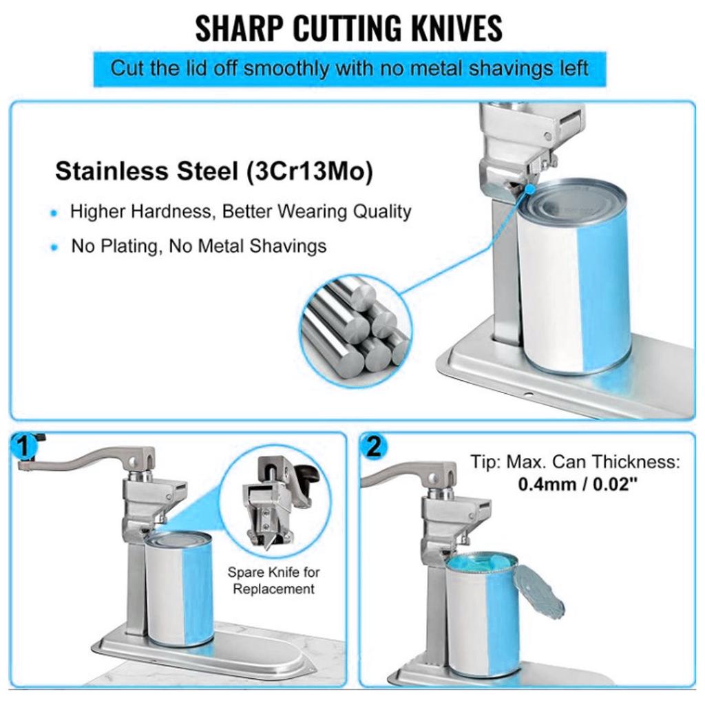 Commercial Can Opener Stainless Steel Heavy Duty Efficient Manual Table Can Opener for Restaurants Hotels