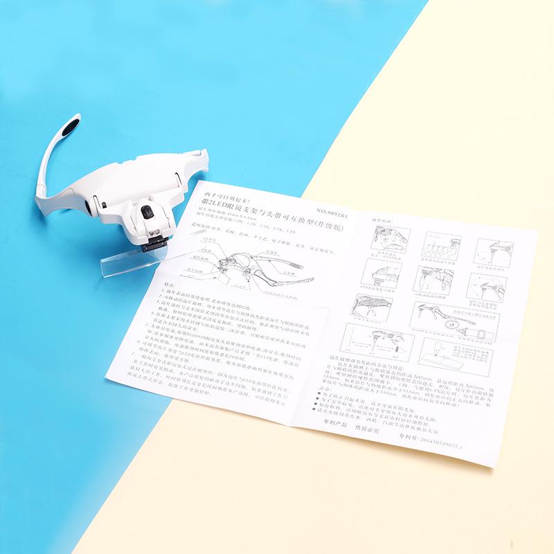Kopfmontiertes LED-Licht Lese- & Reparatur-Vergrößerungsbrille 9892B1