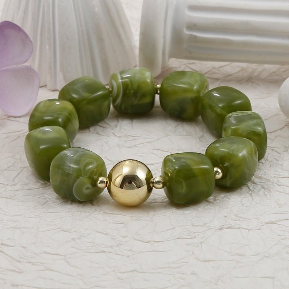 Stackable Beaded Bracelet Acrylic Handmade Bracelet Boho Square Beads Bracelet  for Women