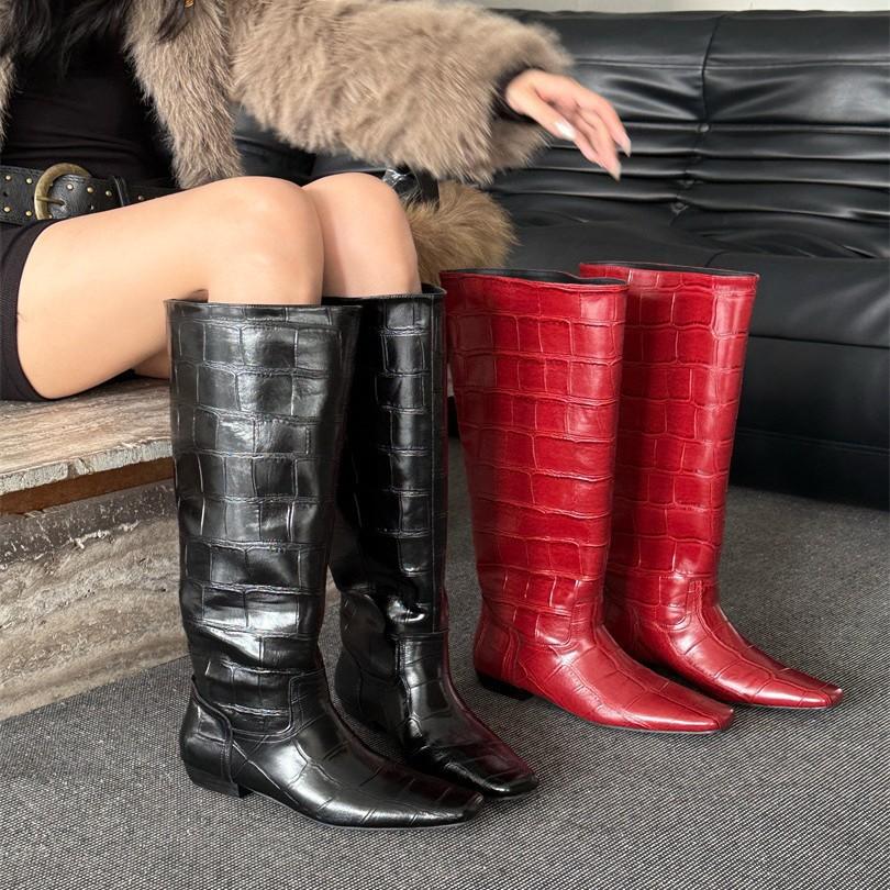 Knight Boots Women's Thick Heel High Heel Straight Boots Autumn and Winter New Square Head But Knee Boots Women's High Boots