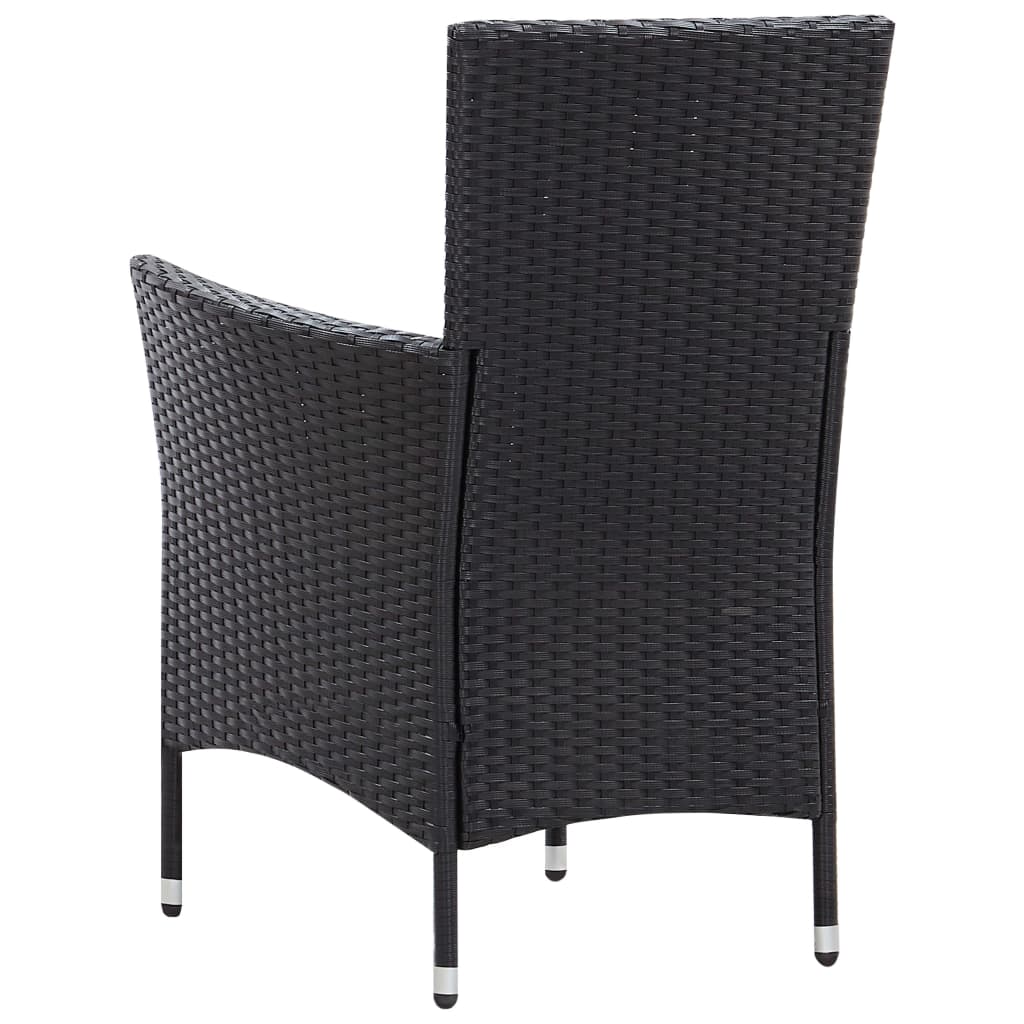 7 Piece Garden Dining Set Poly Rattan Black