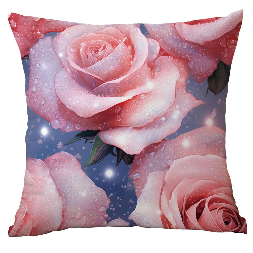 New Spring Flower Pink Rose Pillowcase Home Living Room Sofa Cushion Pillowcase
