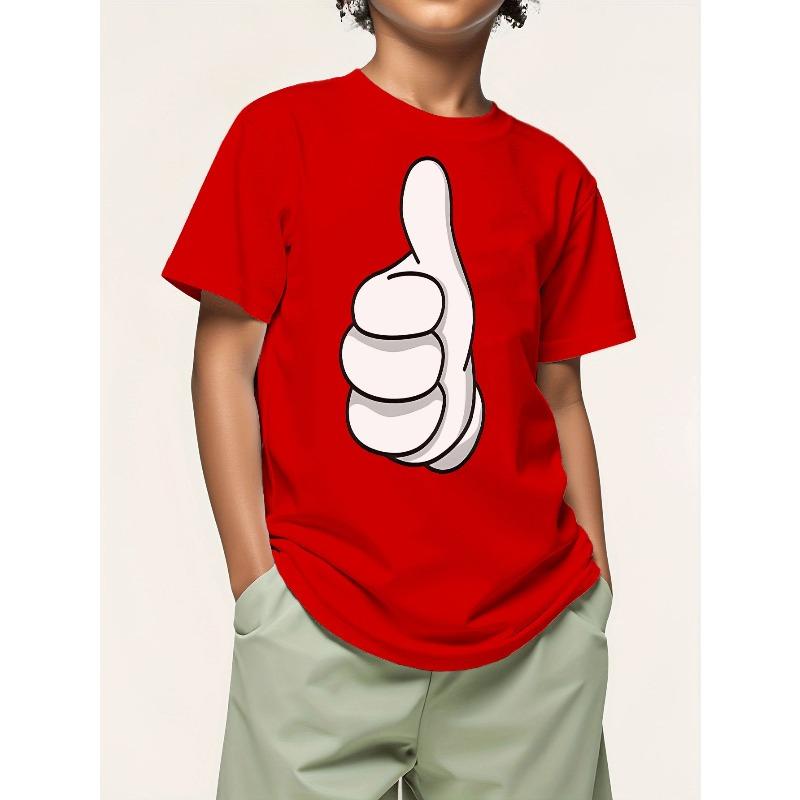 Boys Thumbs Up Print Crewneck Short Sleeve Tee