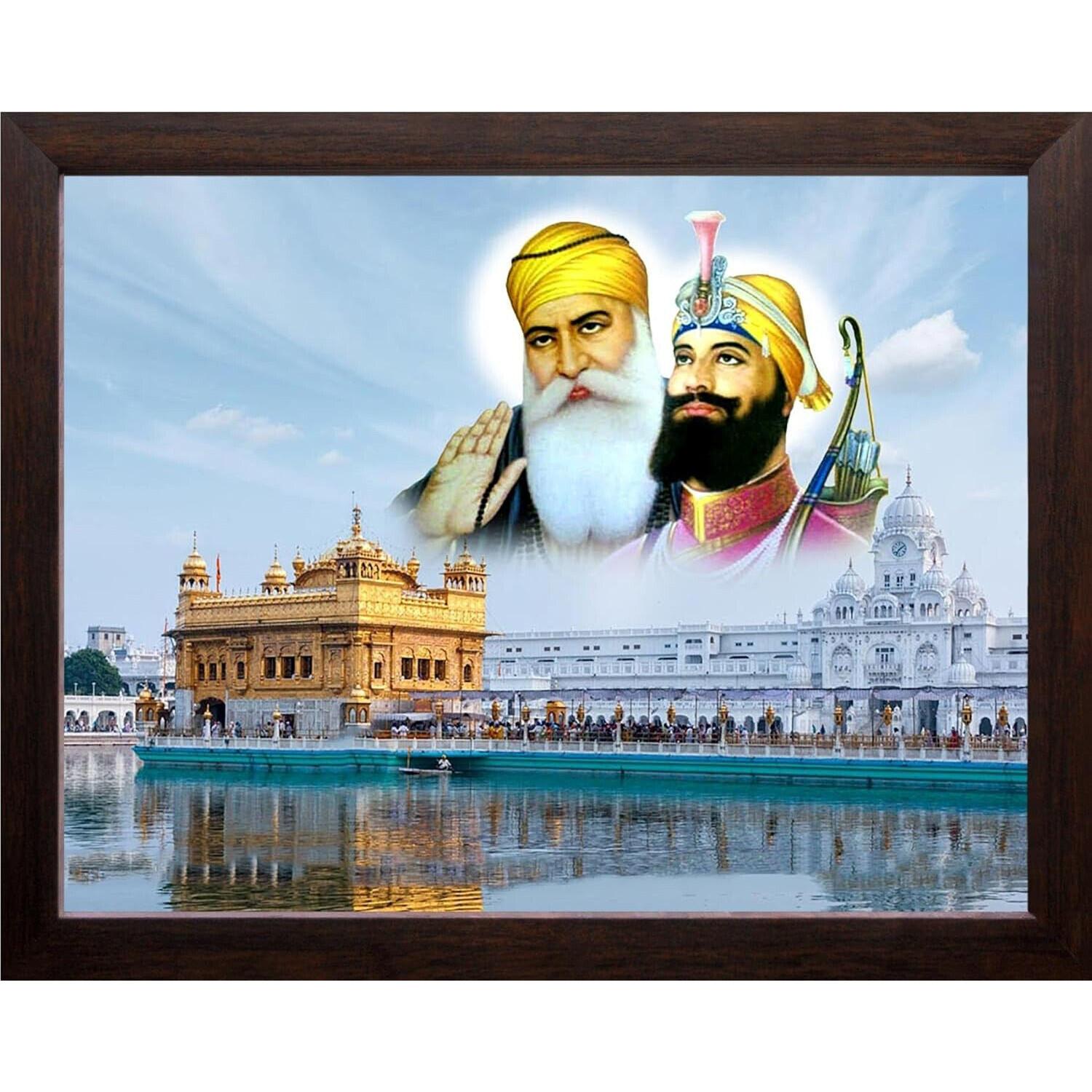 @ Guru Nanak Dev ji with Guru Gobind Singh ji For Wall Decor 12X 9.5 Inches Zr-1567-60%Off