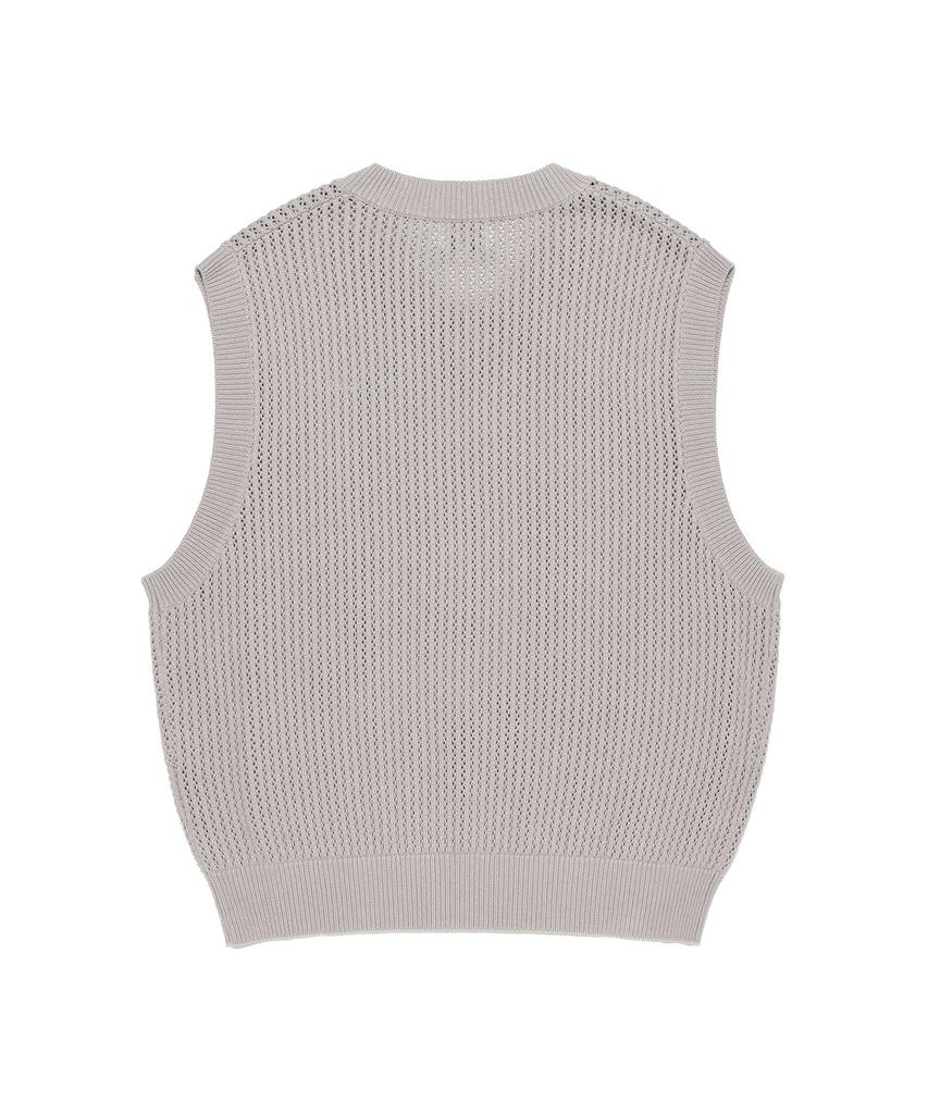 Lee V-Neck Scalloped Knit Vest Light Gray