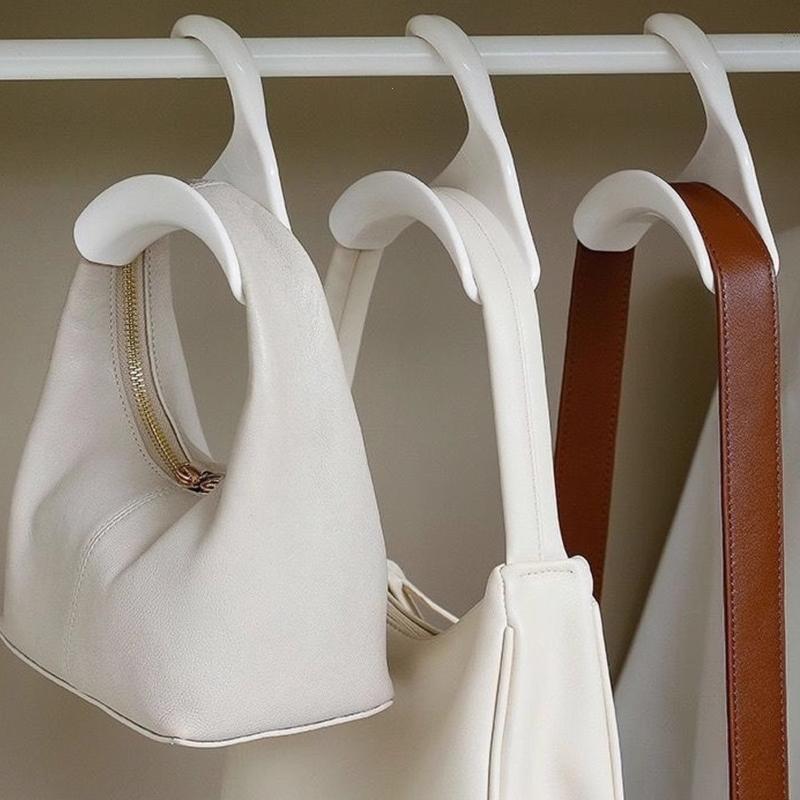 3/5Pcs White Plastic Purse Hanger Hooks Smooth Anti Scratch Edge Curved Design For Closet Storage