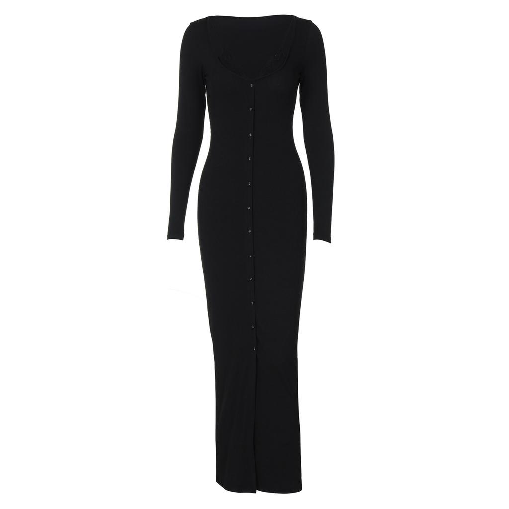 Europe and The United States Wind, Women's Clothing, 2025 Spring New, Sexy Pure Desire Wind, U Neck Halter, False Two Pieces, Long-sleeved