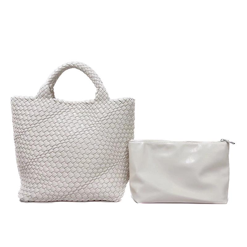 Women's Large Fashionable Woven Tote Bag - Versatile Double-Wrist Mother-Child Shopper