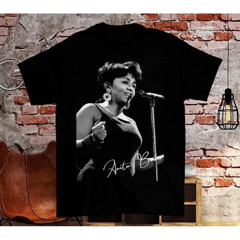 Seltenes Anita Baker Signature Baumwoll T-Shirt in Einheitsgröße Schwarz Bl493
