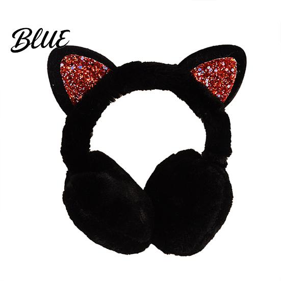 Women Lovely Winter Glitter Earmuff Warmer Shiny Cats Ear Cold Protection